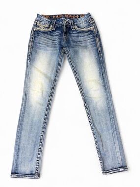 Rock Revival Women's Light Blue Skinny Jeans with Fading